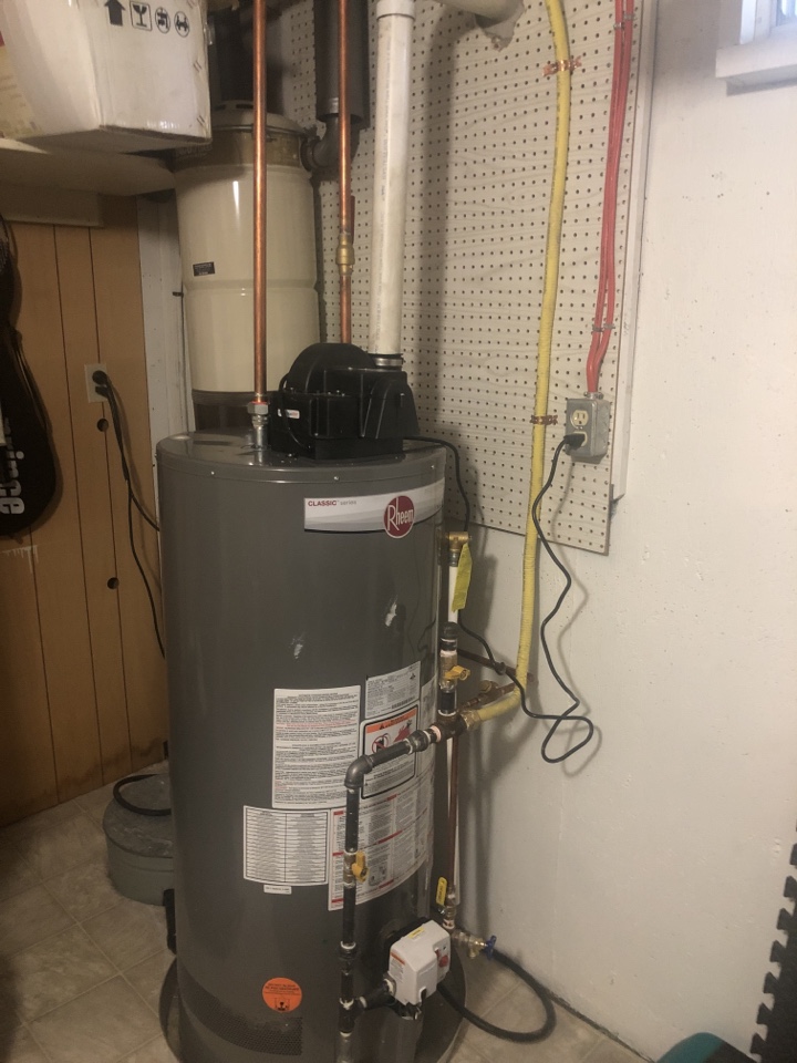 Arbour Lake, AB - Plumbing required installed new hot water tank Rheem removed John wood hot tank And Ran lines From middle of basement to outside wall. Arbour Lake, AB - Plumbing required installed new hot water tank Rheem removed John wood hot tank And Ran lines From middle of basement to outside wall.